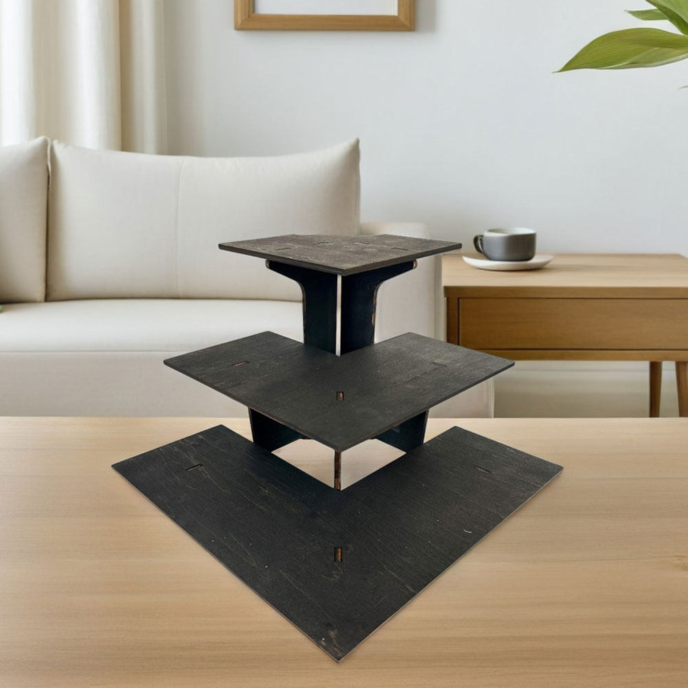 Food Snacks Corner - 1Set Portable Wooden Tiered Display Stand
