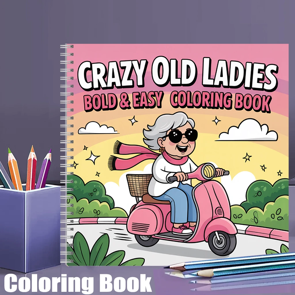 Food And Snacks Coloring Book - Crazy Old Ladies Coloring Book for