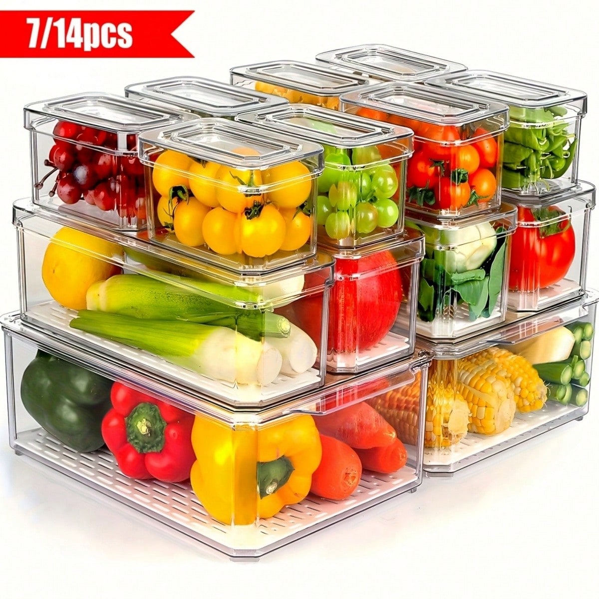 7/14 Pack Stackable Fridge Org - Food Snacks For Party review and price